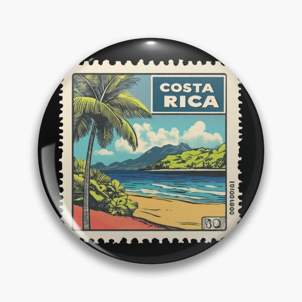 Item preview, Vintage Costa Rica Postage Stamp Art - Tropical Volcano & Beach Paradise designed and sold by tiigerdad.