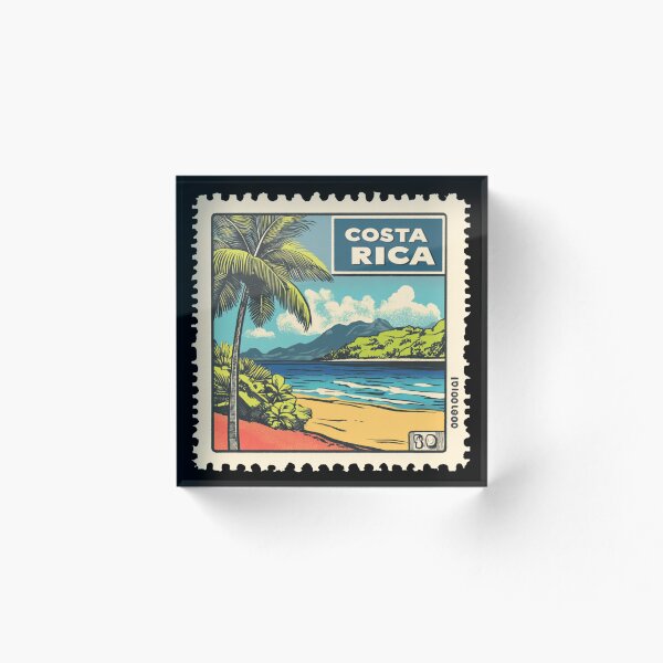 Artikelvorschau, Vintage-Briefmarkenkunst aus Costa Rica – Tropischer Vulkan und Strandparadies entworfen und verkauft von tiigerdad.