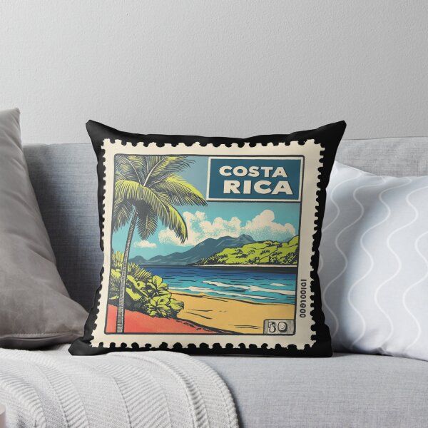 Item preview, Vintage Costa Rica Postage Stamp Art - Tropical Volcano & Beach Paradise designed and sold by tiigerdad.