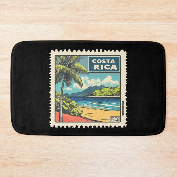 Item preview, Vintage Costa Rica Postage Stamp Art - Tropical Volcano & Beach Paradise designed and sold by tiigerdad.