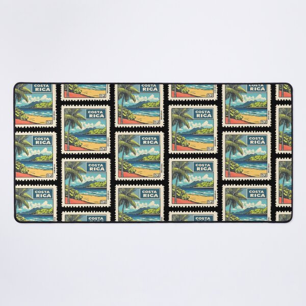Item preview, Vintage Costa Rica Postage Stamp Art - Tropical Volcano & Beach Paradise designed and sold by tiigerdad.