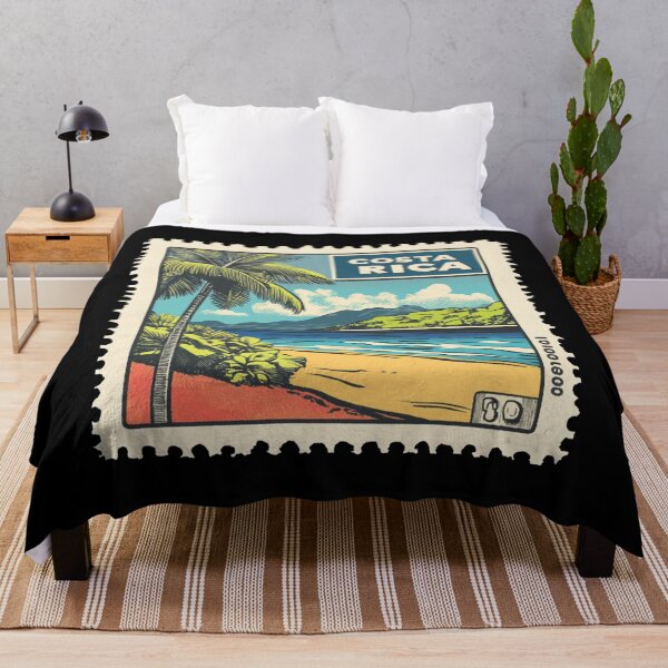 Item preview, Vintage Costa Rica Postage Stamp Art - Tropical Volcano & Beach Paradise designed and sold by tiigerdad.