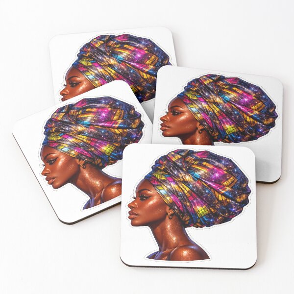 Item preview, Cosmic Goddess in Iridescent Ankara – Futuristic African Profile Sticker Art designed and sold by ARTCREATESHOP.