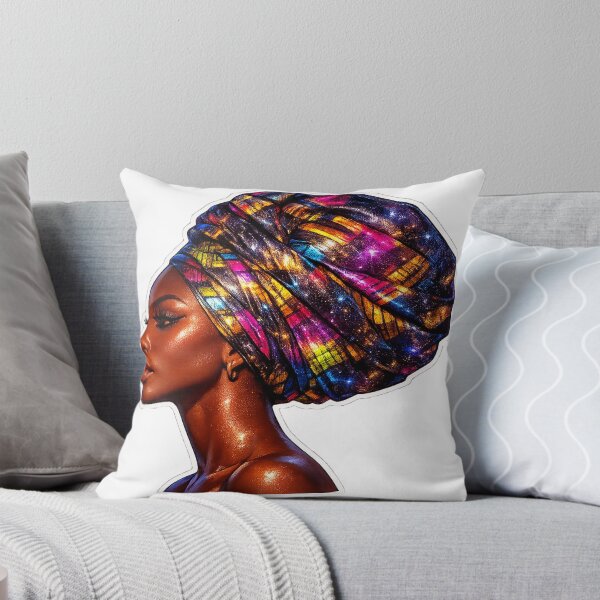 Item preview, Cosmic Goddess in Iridescent Ankara – Futuristic African Profile Sticker Art designed and sold by ARTCREATESHOP.