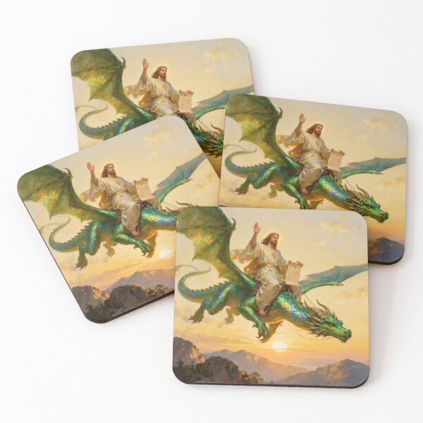 Item preview, Jesus with FAFO Scroll Riding a Green Dragon designed and sold by EyesthatBlind.