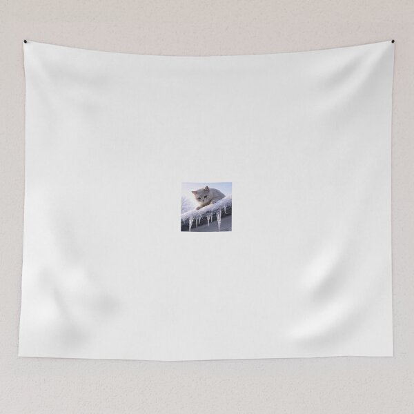 Item preview,  Frozen Rooftop Hesitation – Grey Cat in Winter Morning designed and sold by LovelyCatGalaxy.