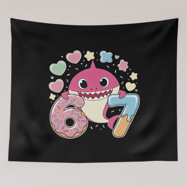 Item preview, Cute Pink Shark 67 Six Seven Birthday T-Shirt designed and sold by LashondaGreen89.
