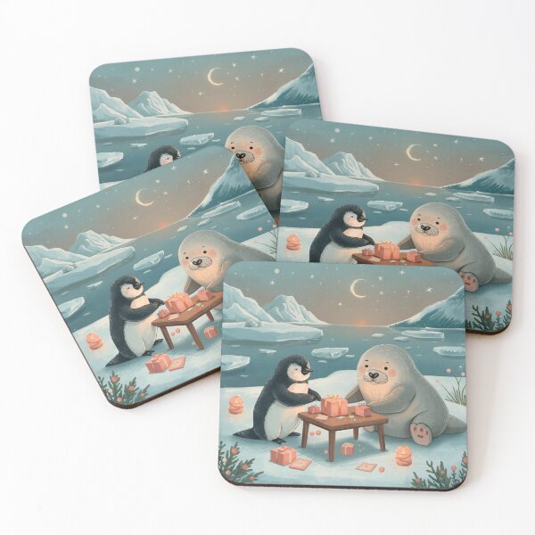 Item preview, Valentine’s Penguin & Seal Couple • Whimsical Polar Heart Prep Art designed and sold by WildlifeWhimsy.
