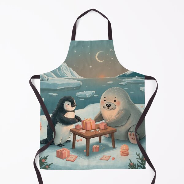 Item preview, Valentine’s Penguin & Seal Couple • Whimsical Polar Heart Prep Art designed and sold by WildlifeWhimsy.