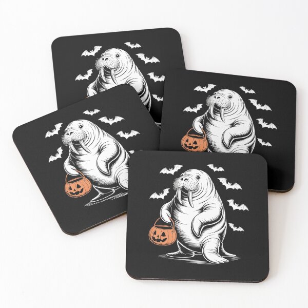 Item preview, Halloween Walrus with Pumpkin Bucket and Bats for Ocean designed and sold by countntenov.