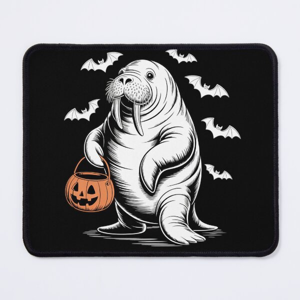 Item preview, Halloween Walrus with Pumpkin Bucket and Bats for Ocean designed and sold by countntenov.