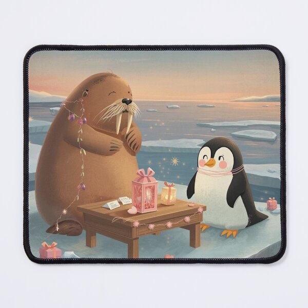 Item preview, Valentine’s Walrus & Penguin Couple • Whimsical Polar Heart Prep Art designed and sold by WildlifeWhimsy.