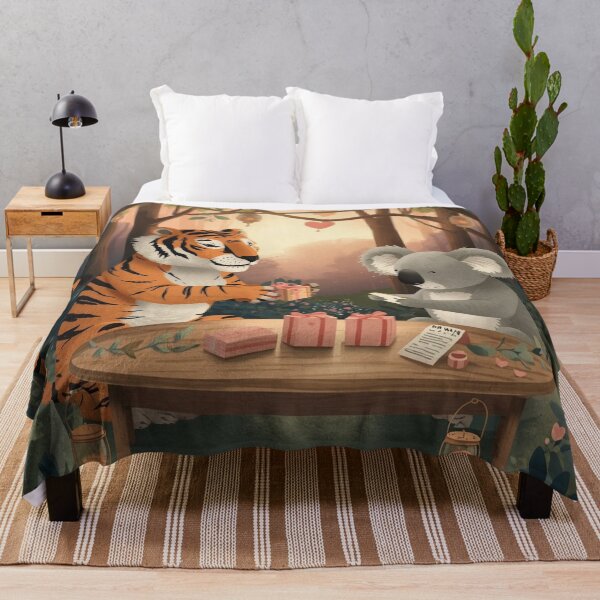 Item preview, Valentine’s Tiger & Koala Couple • Whimsical Forest Heart Prep Art designed and sold by WildlifeWhimsy.