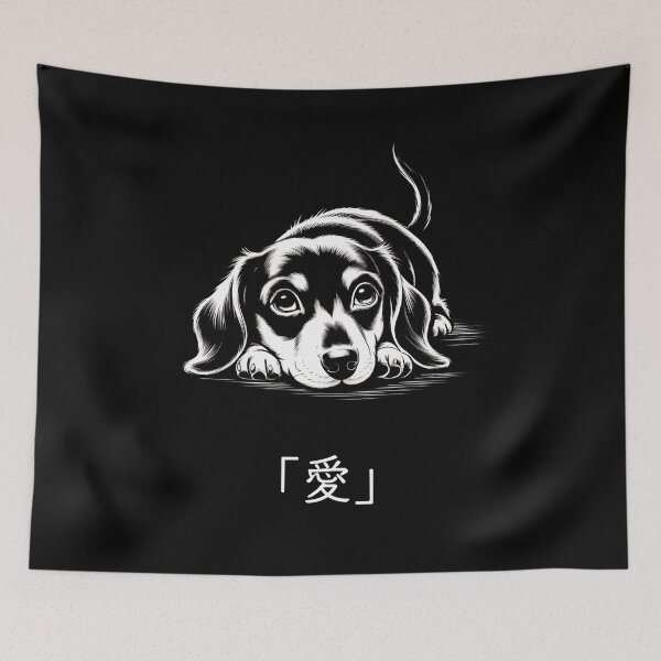Item preview, Love My Dachshund Japanese Chinese Korean Ink Sumi-E Art Desing designed and sold by blacksealstudio.