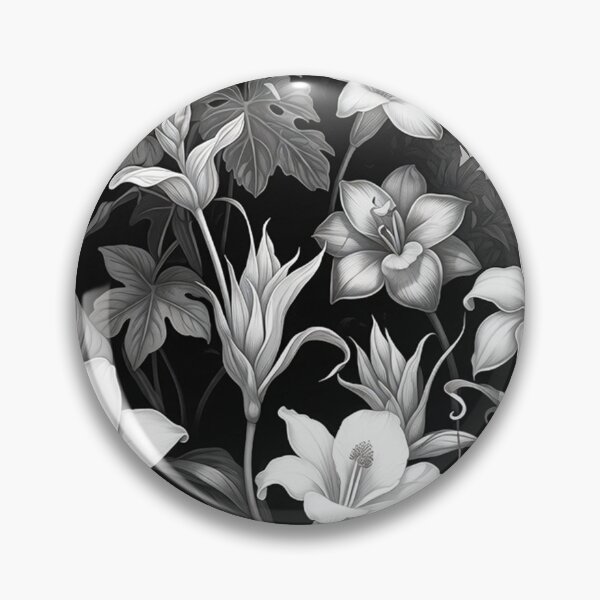 Item preview, Monochrome Tropical Flower Garden Illustration designed and sold by SassyArtistry.