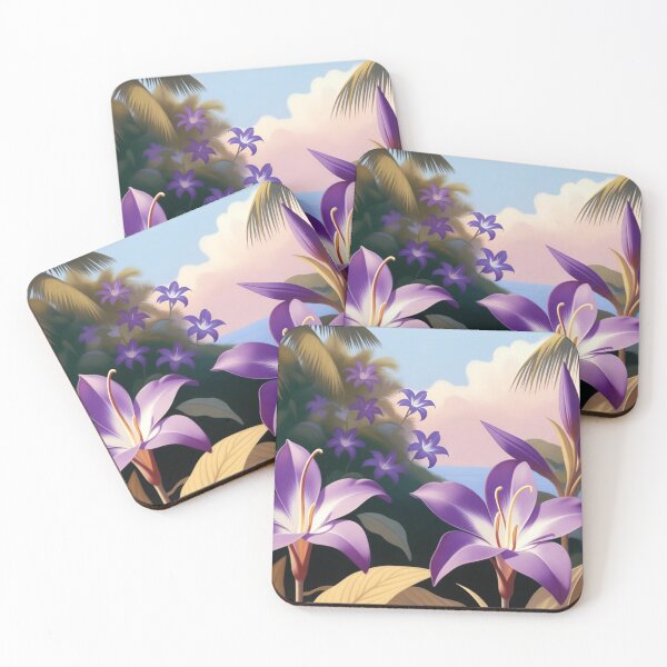 Item preview, Purple Tropical Flowers at Sunset designed and sold by SassyArtistry.