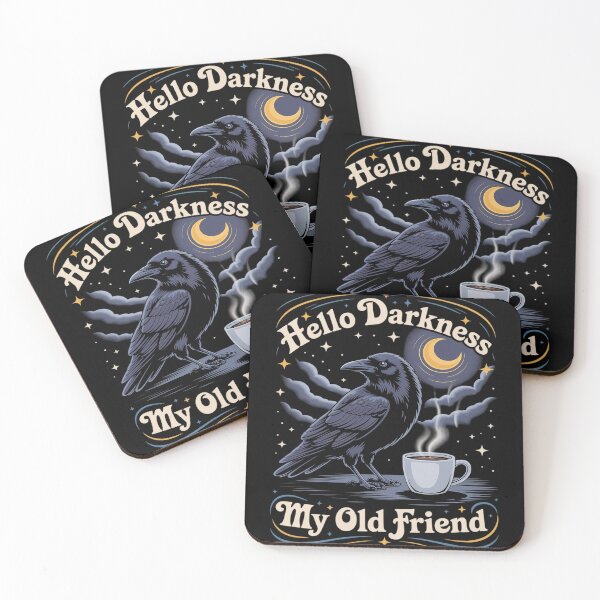 Item preview, Hello Darkness My Old Friend Raven and Coffee Cup Halloween designed and sold by ProudForFunny.
