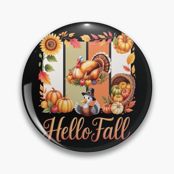 Item preview, Hello Fall Thanksgiving Autumn Leaves Turkey Pumpkin designed and sold by ProudForFunny.