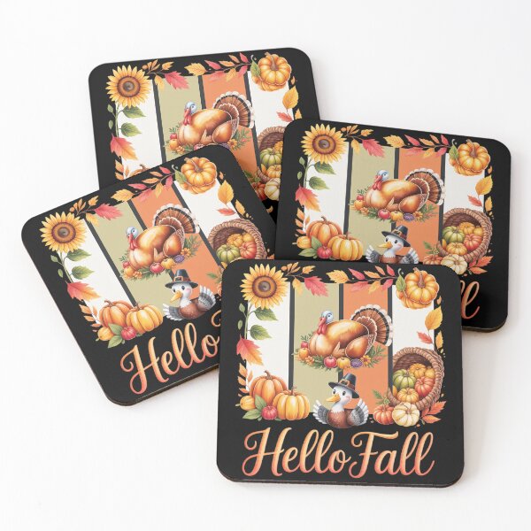 Item preview, Hello Fall Thanksgiving Autumn Leaves Turkey Pumpkin designed and sold by ProudForFunny.