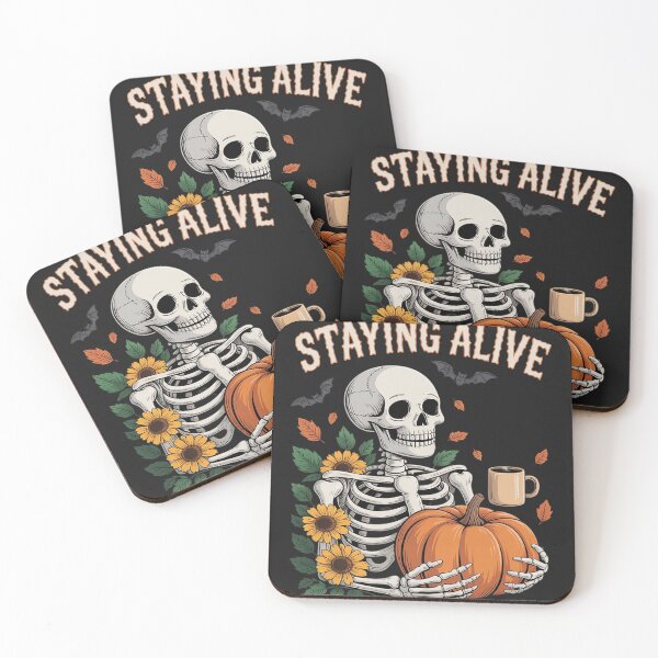 Item preview, Staying Alive Halloween  Skeleton Drinking Hot Coffee designed and sold by lamsaoniutoi.