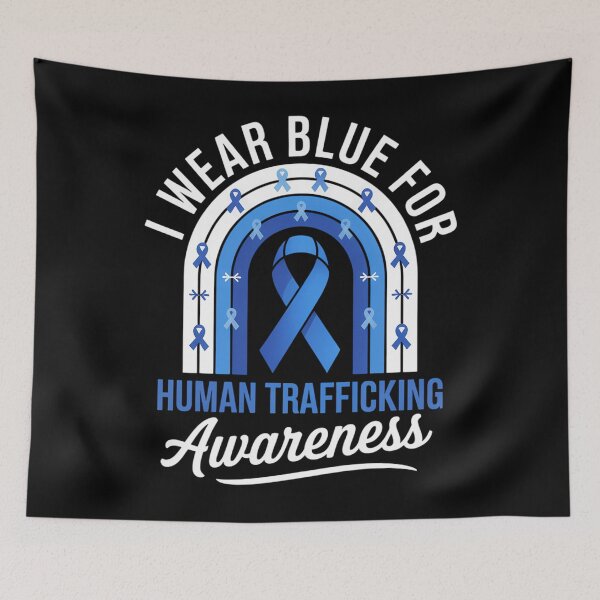 Item preview, I Wear Blue For Human Trafficking Awareness Day Boho Rainbow designed and sold by EllenJast.