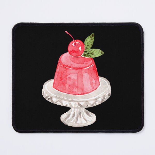 Item preview, Pink Jelly Dessert with Cherry in Watercolor designed and sold by andrebalest.art.