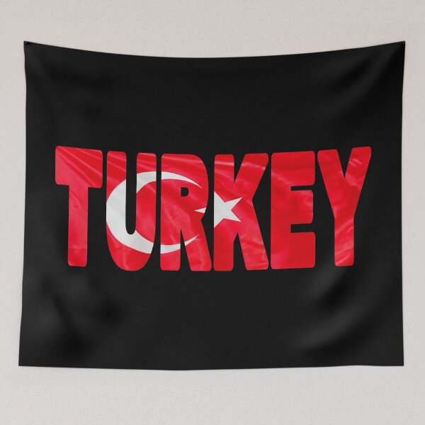 Item preview, TURKEY - Flag Flying in Wind cut to Letters Souvenir Sticker Shirt designed and sold by Adam Gormley.