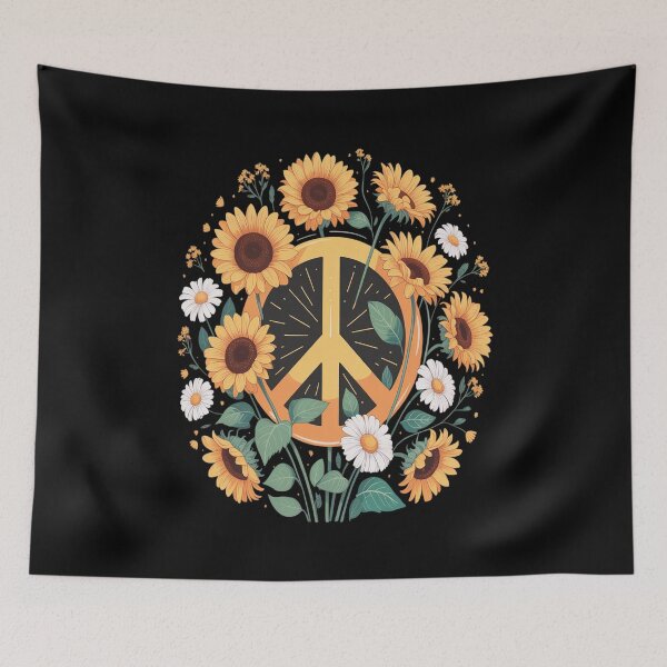Item preview, Hippie Peace Sign Flower Sunflower designed and sold by ProudForFunny.