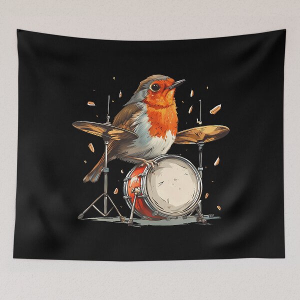 Item preview, Funny Rocking Robin Bird - Robin Playing The Drums designed and sold by HerbertKuhn112.