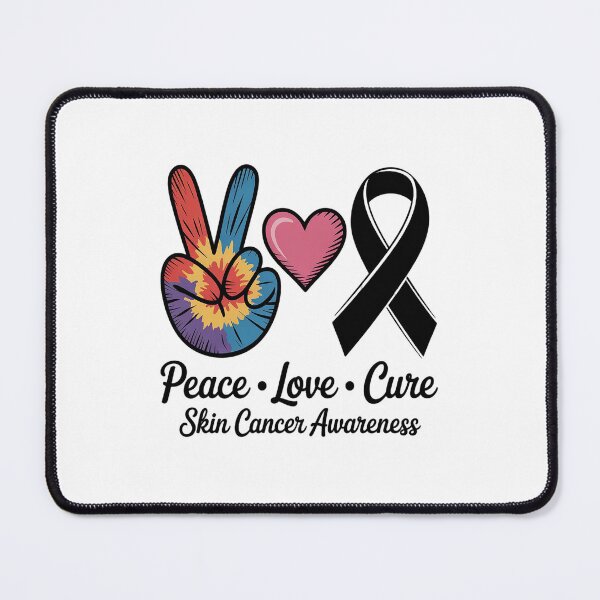 Item preview, Peace Love Cure Melanoma Black Ribbon Skin Cancer Awareness designed and sold by repconomArt.