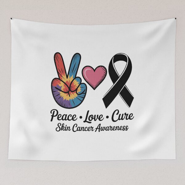 Item preview, Peace Love Cure Melanoma Black Ribbon Skin Cancer Awareness  designed and sold by repconomArt.