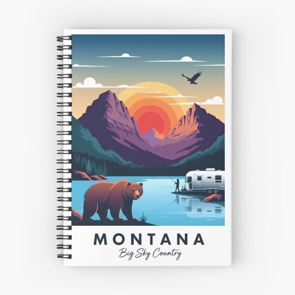 Item preview, Montana Big Sky Country – Vintage Adventure Poster with Bear & Airstream designed and sold by Pattern-Parade.