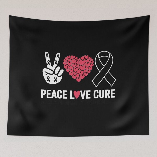 Item preview, Peace Love cure Melanoma cancer awareness men women designed and sold by repconomArt.