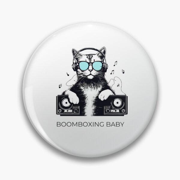 Item preview, A cat with a boombox chilling listening to tunes  designed and sold by Chippychips1.