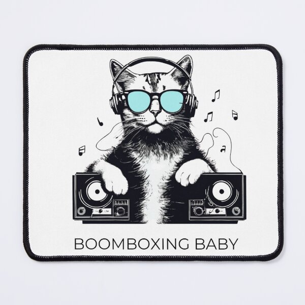 Item preview, A cat with a boombox chilling listening to tunes  designed and sold by Chippychips1.