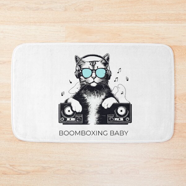 Item preview, A cat with a boombox chilling listening to tunes  designed and sold by Chippychips1.