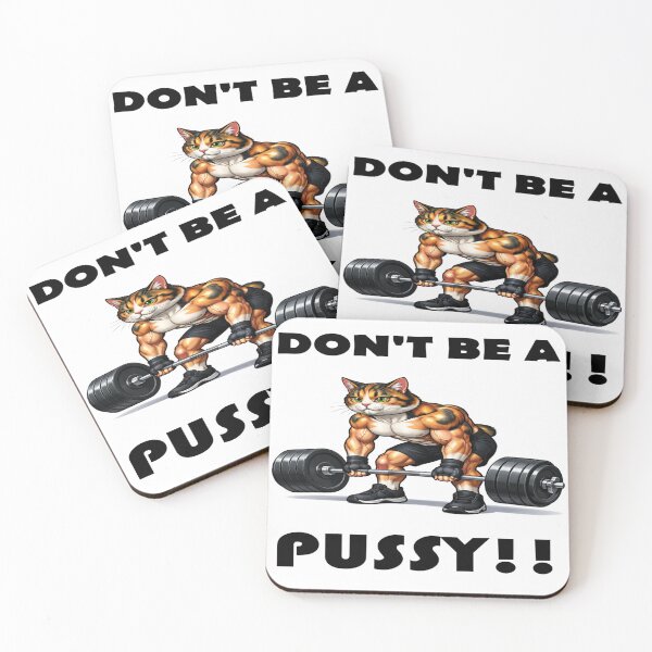 Item preview, Muscle Man Manx Cat - DON'T BE A PUSSY!! - Deadlifting Heavy Weight designed and sold by Primal Pump Co LTD.