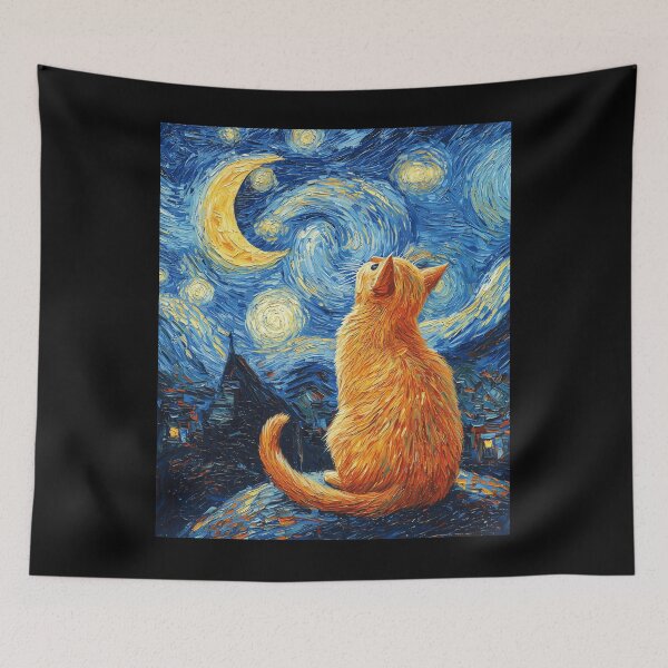 Item preview, Cat Van Gogh Style Starry Night Art Funny Graphic designed and sold by stanton88.