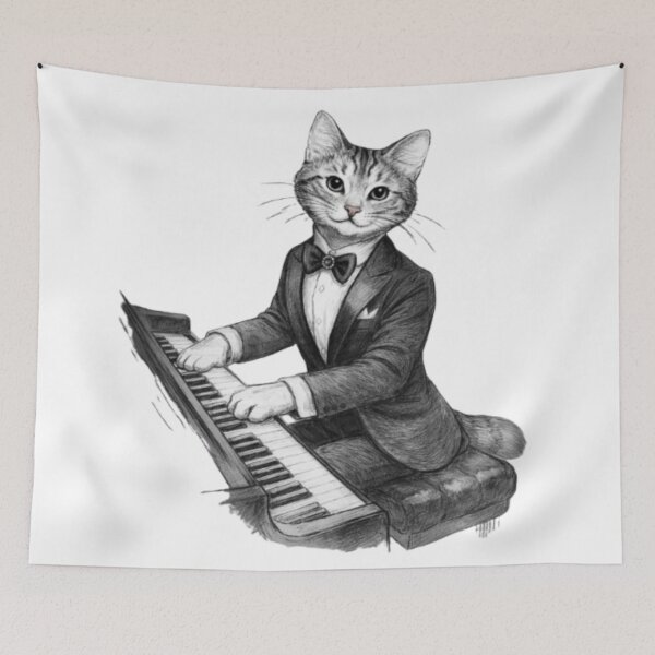 Item preview, CAT PLAYING PIANO designed and sold by DomGDesign.
