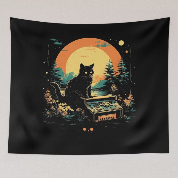 Item preview, Cool Cat Art  Vintage Surreal Van Gogh Style Cat Graphic designed and sold by stanton88.