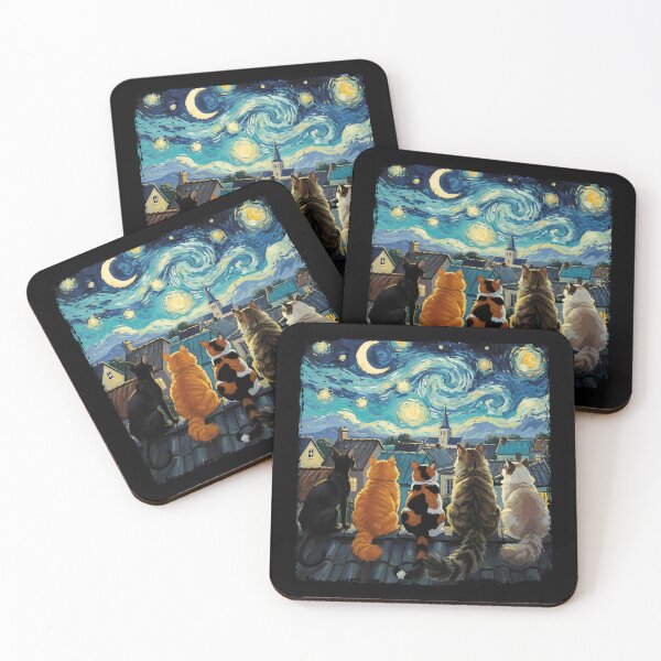 Item preview, Funny Cat Starry Night Van Gogh Cats Rooftop Scene Feline designed and sold by stanton88.