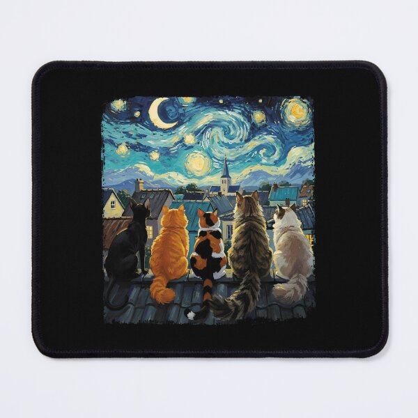 Item preview, Funny Cat Starry Night Van Gogh Cats Rooftop Scene Feline designed and sold by stanton88.