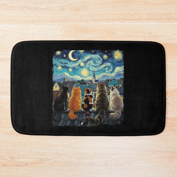 Item preview, Funny Cat Starry Night Van Gogh Cats Rooftop Scene Feline designed and sold by stanton88.