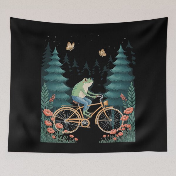 Item preview, Cottagecore Frog Bicycle Aesthetic Wildflower  designed and sold by MythWoot.