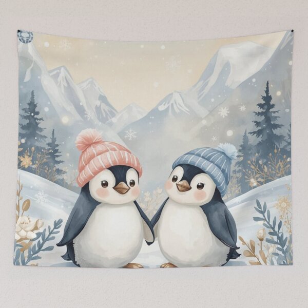 Item preview, Waddle Together in Winter ​Cozy Penguin Pair designed and sold by ZyVoAli.