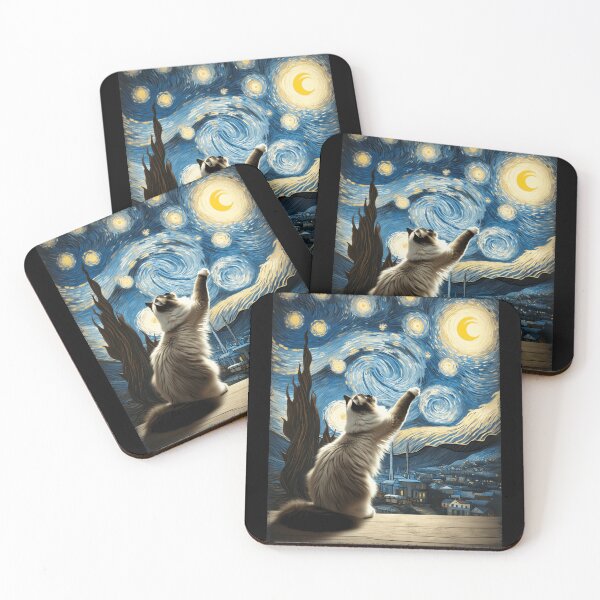 Item preview, Van Gogh Starry Night Style Artistic Ragdoll Cat designed and sold by stanton88.