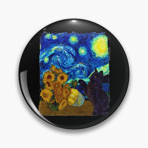 Item preview, Starry Night Black Cat Funny Van Gogh Sunflower Cat Lover designed and sold by stanton88.