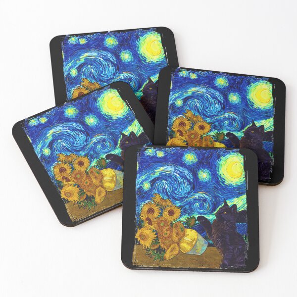 Item preview, Starry Night Black Cat Funny Van Gogh Sunflower Cat Lover designed and sold by stanton88.