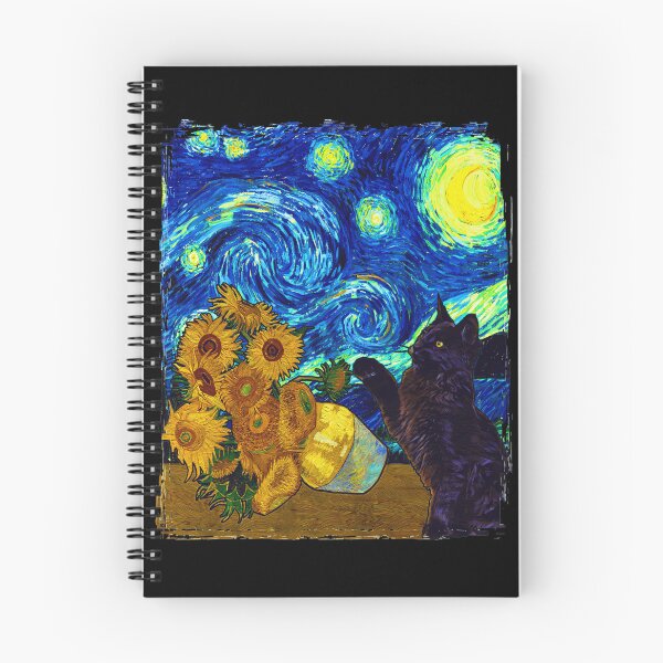 Item preview, Starry Night Black Cat Funny Van Gogh Sunflower Cat Lover designed and sold by stanton88.