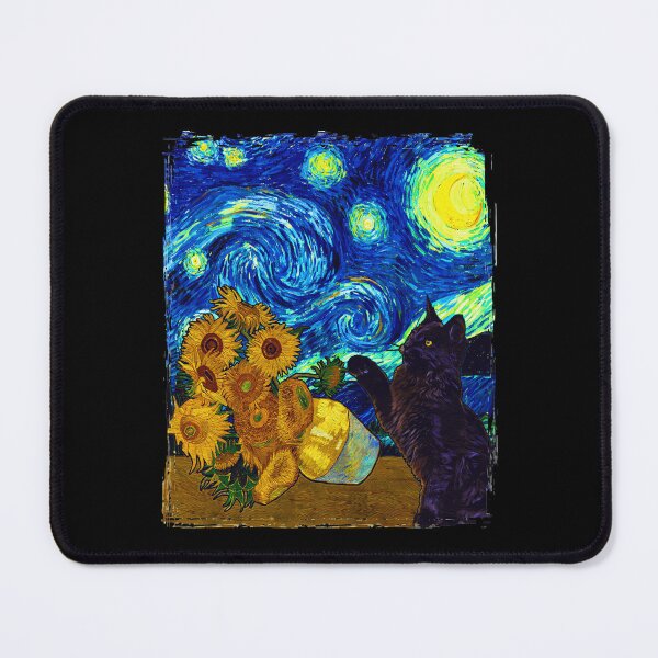 Item preview, Starry Night Black Cat Funny Van Gogh Sunflower Cat Lover designed and sold by stanton88.